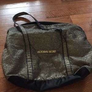 Gold glitter Victoria secret bag